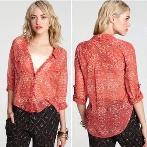 Free People Easy Rider Tunic Button Front High Low